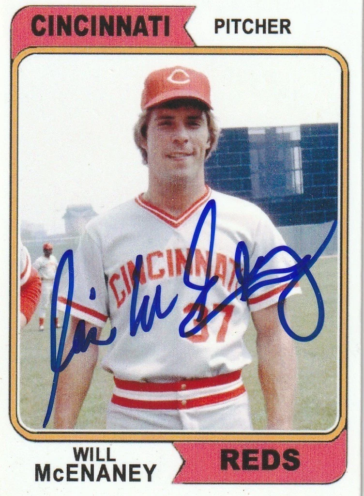 WILL MCENANEY  CINCINNATI REDS  SIGNED 1974 STYLE CUSTOM CARD
