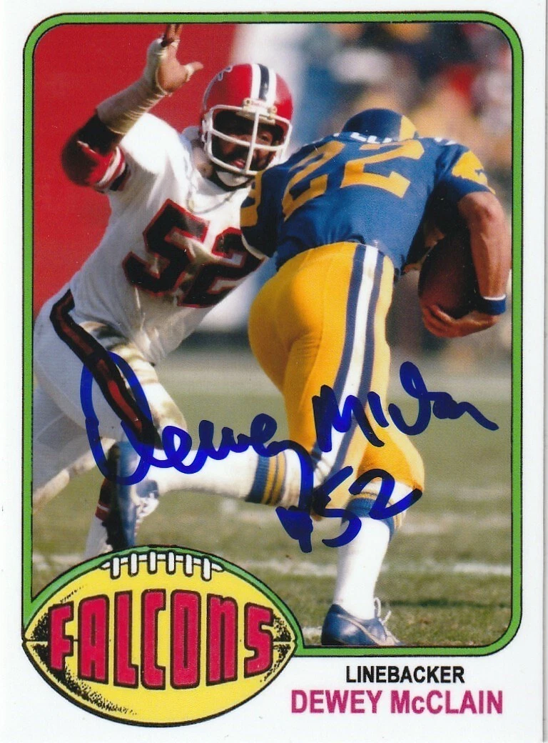 DEWEY MCCLAIN  ATLANTA FALCONS  SIGNED 1976 STYLE CUSTOM CARD