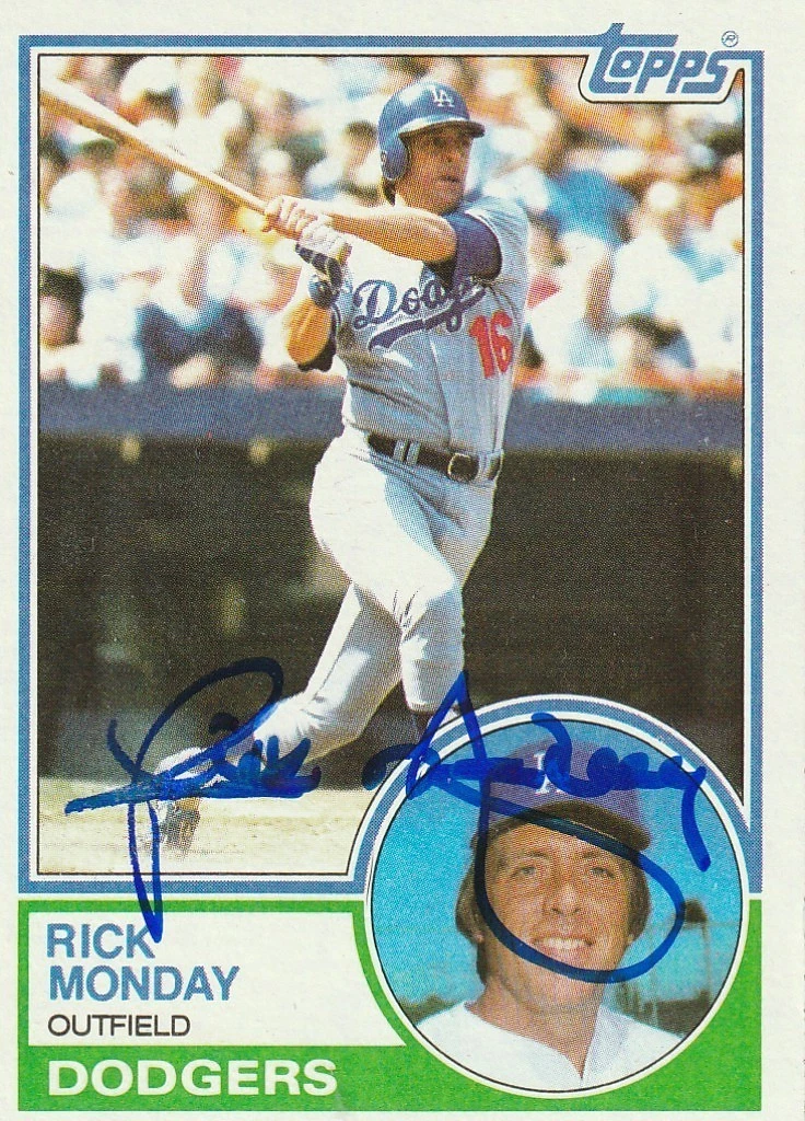 RICK MONDAY LOS ANGELES DODGERS 1983 TOPPS SIGNED CARD #63