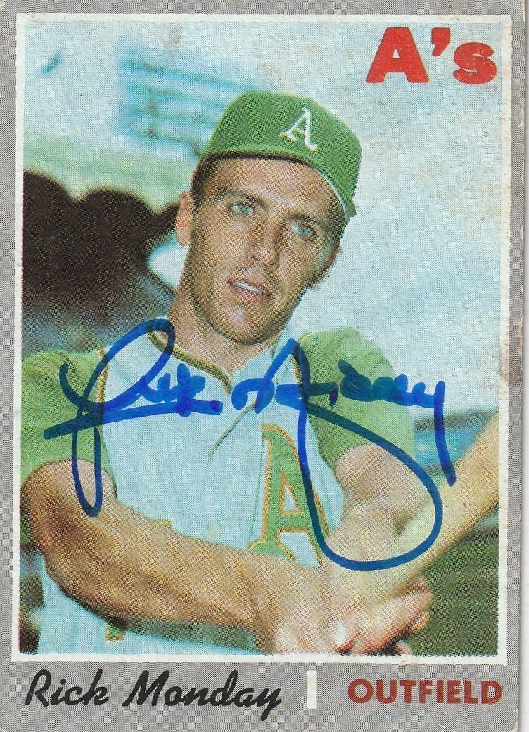 RICK MONDAY OAKLAND A'S  1970 TOPPS SIGNED CARD #547
