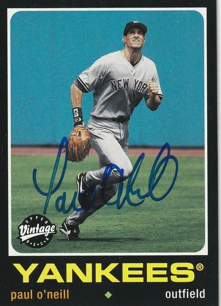 PAUL O'NEILL NEW YORK YANKEES  2002 UPPER DECK VINTAGE SIGNED CARD #119