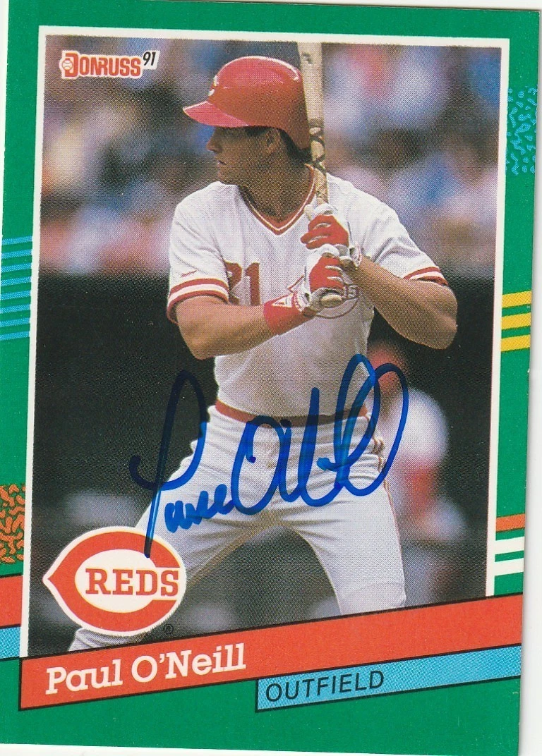 PAUL O'NEILL CINCINNATI REDS 1991 DONRUSS SIGNED CARD #583