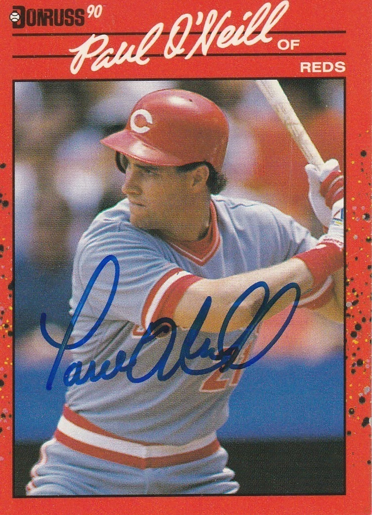 PAUL O'NEILL CINCINNATI REDS 1990 DONRUSS SIGNED CARD #198