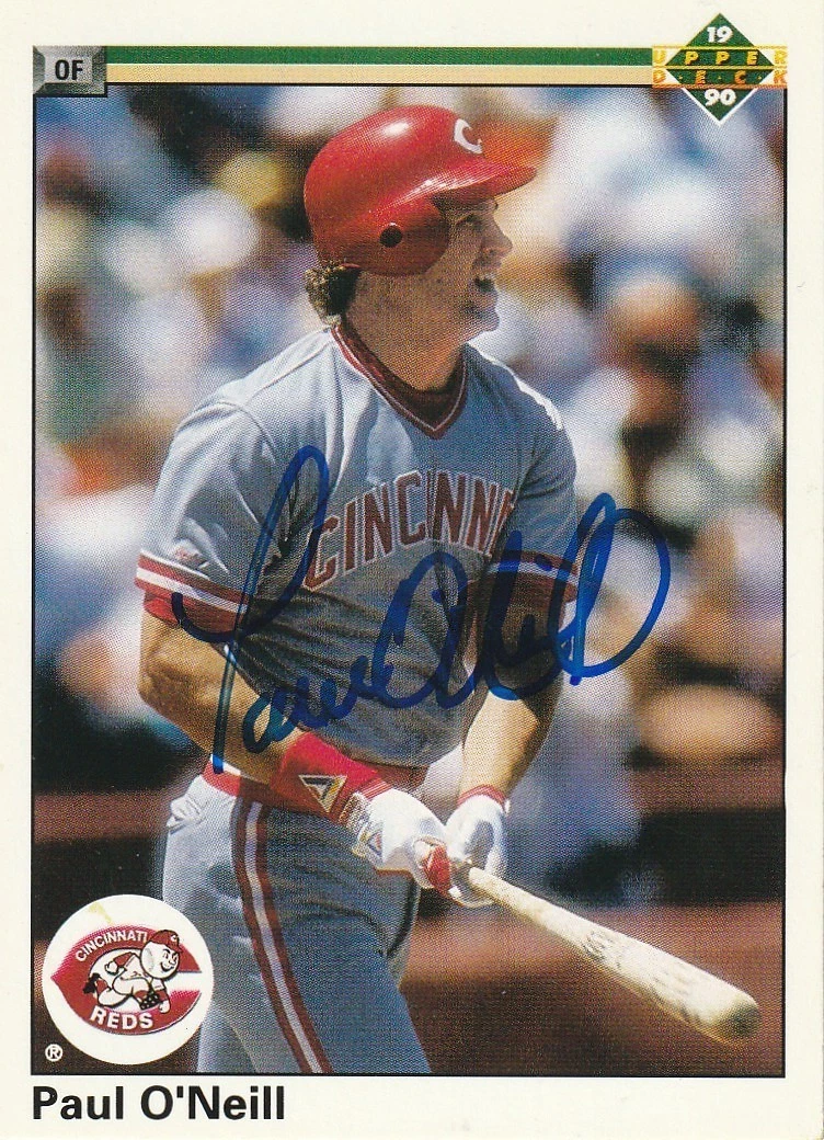 PAUL O'NEILL CINCINNATI REDS 1990 UPPER DECK SIGNED CARD #161