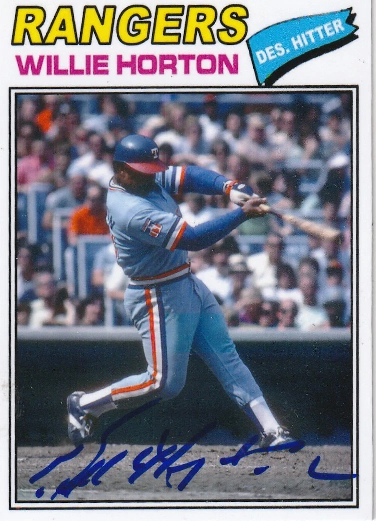 WILLIE HORTON TEXAS RANGERS  1977 STYLE SIGNED CUSTOM CARD