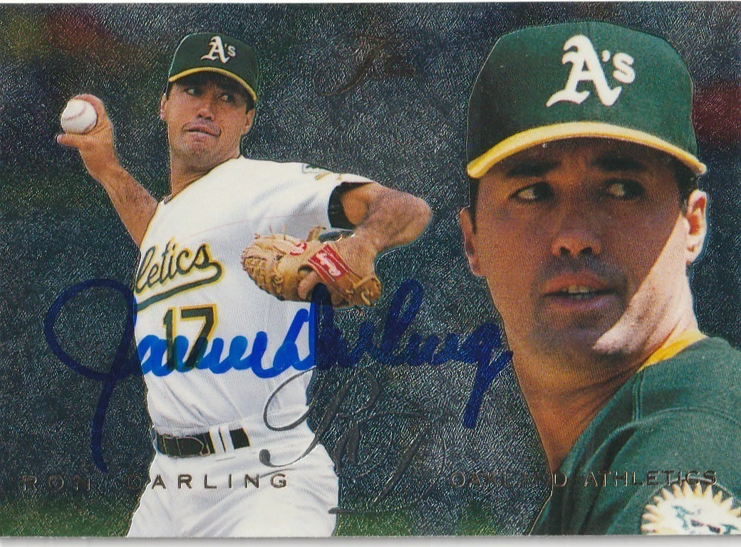 RON DARLING OAKLAND A'S  1995 FLAIR  SIGNED CARD #72