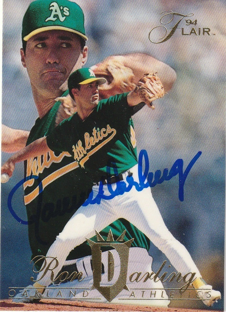 RON DARLING OAKLAND A'S  1994 FLAIR  SIGNED CARD #90