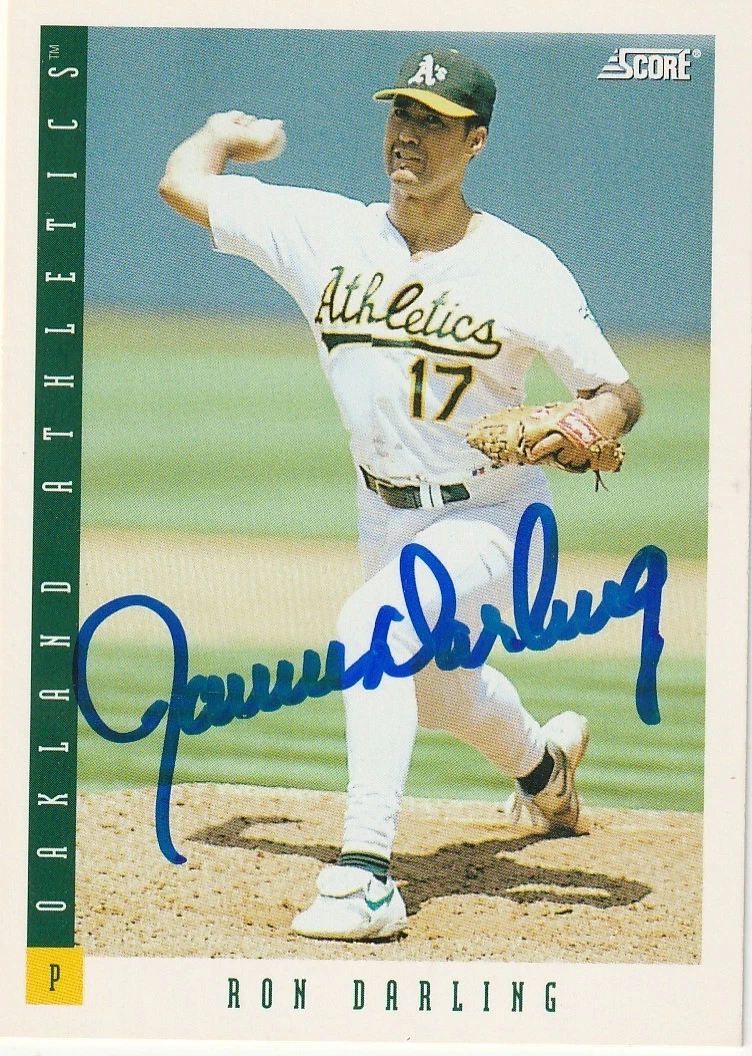 RON DARLING OAKLAND A'S  1993 SCORE  SIGNED CARD #619