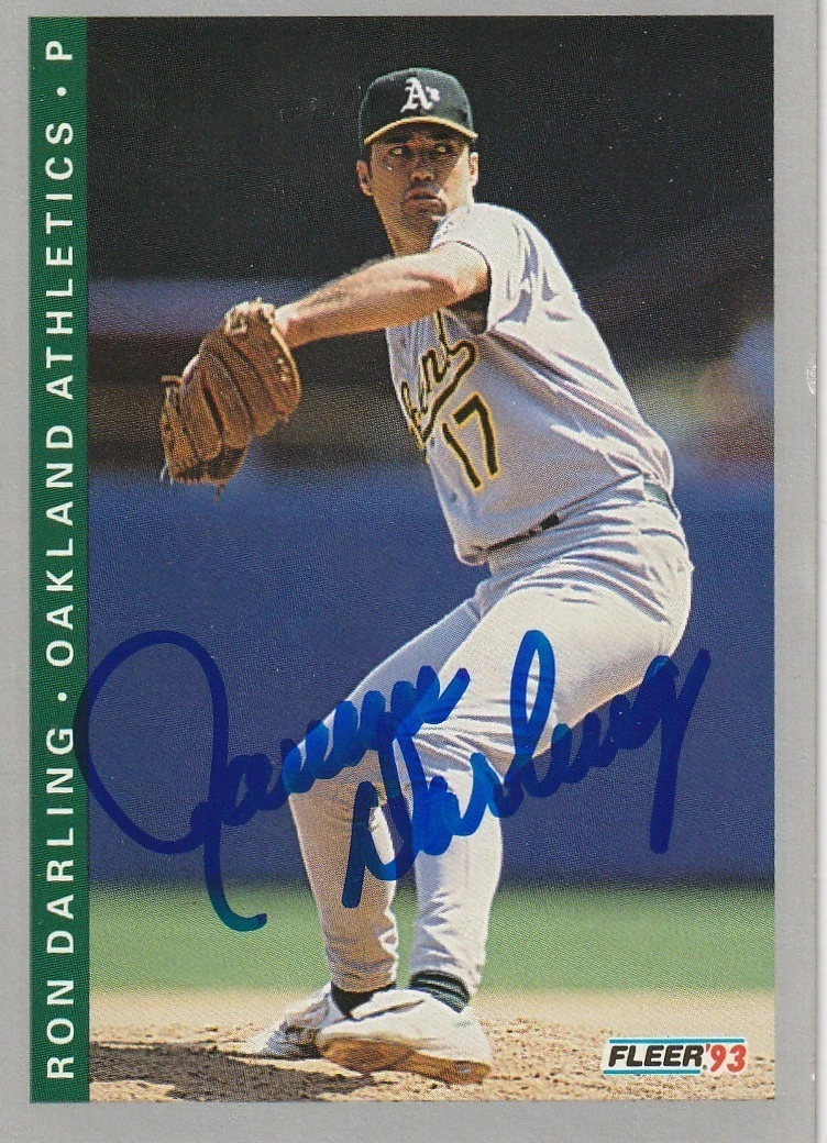 RON DARLING OAKLAND A'S  1993 FLEER SIGNED CARD #661