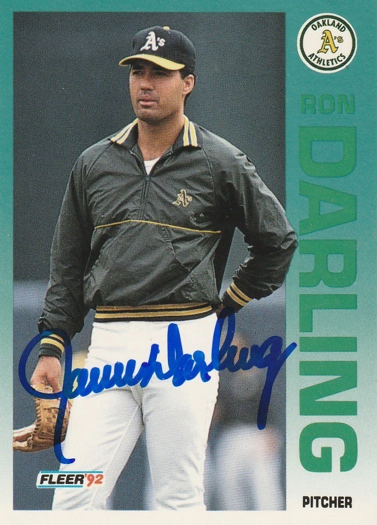 RON DARLING OAKLAND A'S  1992 FLEER SIGNED CARD #254