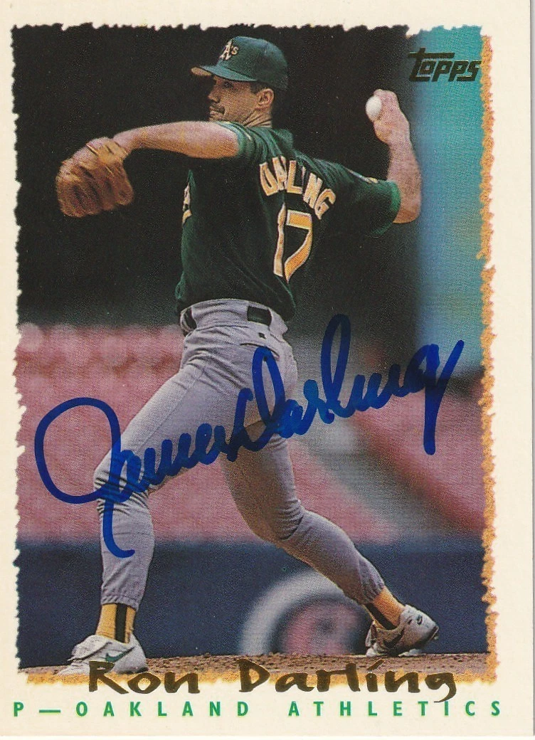 RON DARLING OAKLAND A'S  1995 TOPPS SIGNED CARD #16