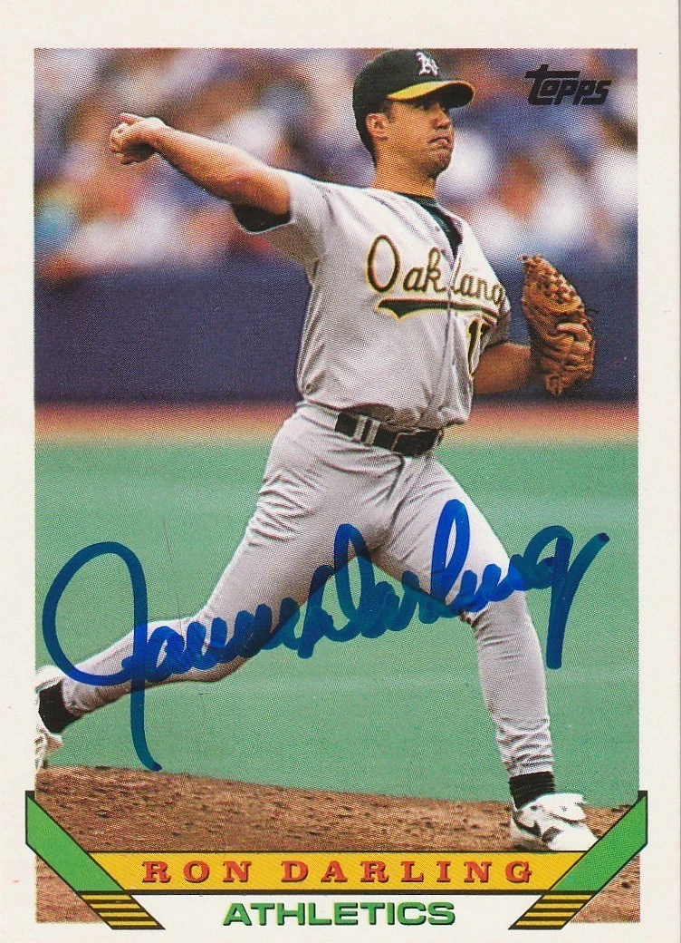 RON DARLING OAKLAND A'S  1993 TOPPS SIGNED CARD #182