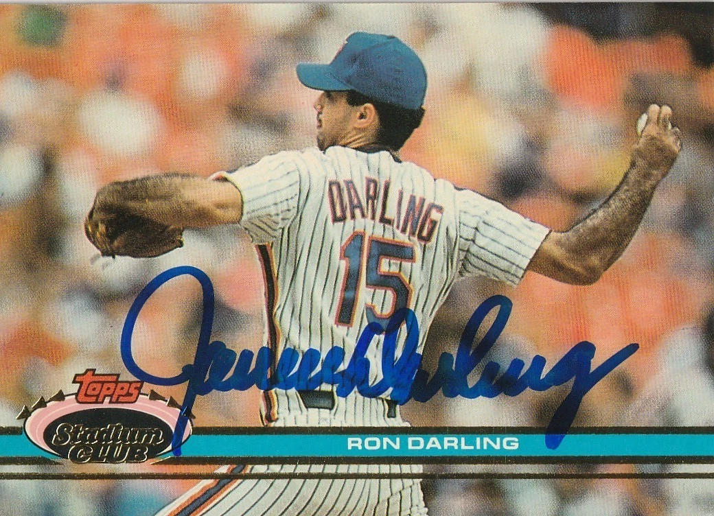 RON DARLING NEW YORK METS  1991 TOPPS STADIUM SIGNED CARD #60