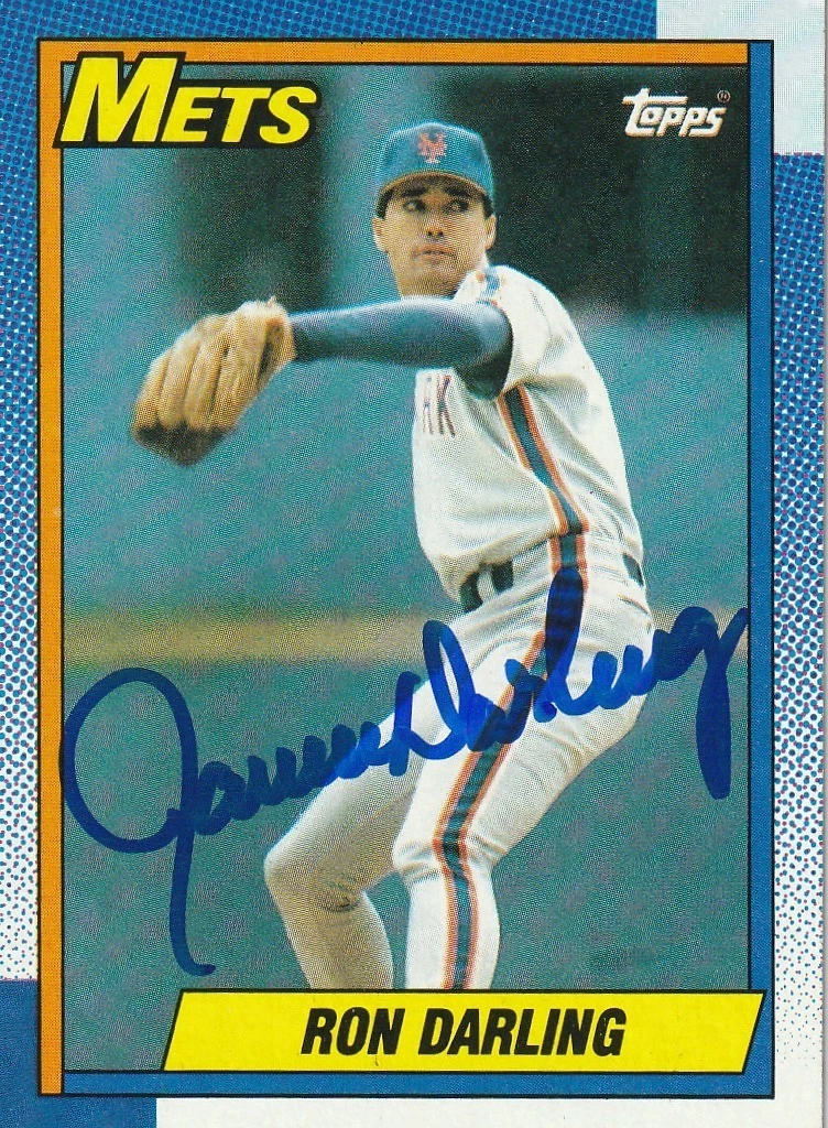 RON DARLING NEW YORK METS  1990 TOPPS SIGNED CARD #330