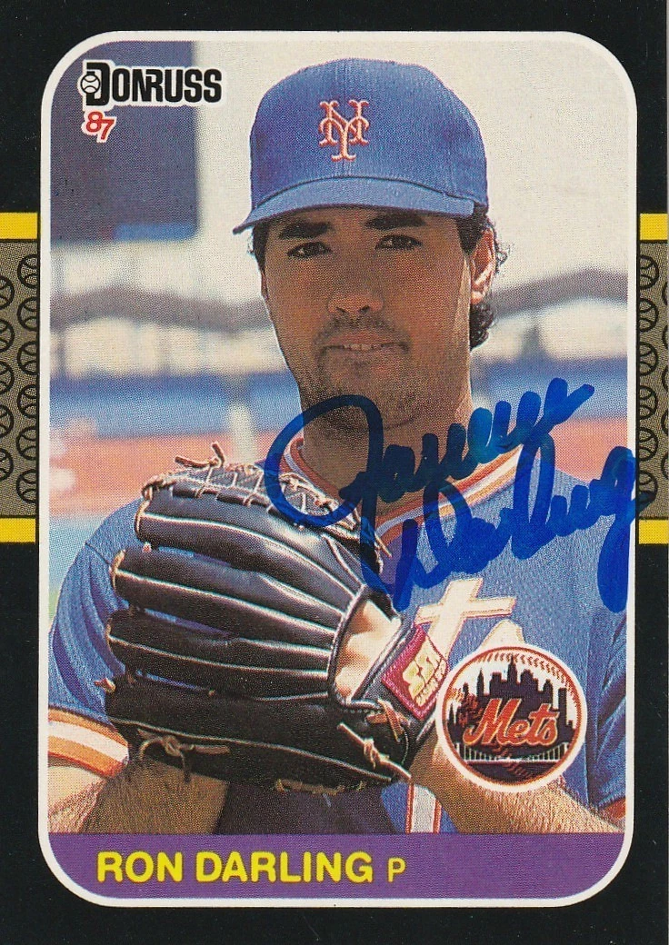 RON DARLING NEW YORK METS  1987 DONRUSS SIGNED CARD #192