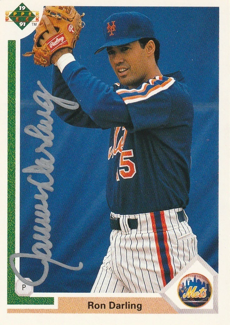 RON DARLING NEW YORK METS  1991 UPPER DECK  SIGNED CARD #198
