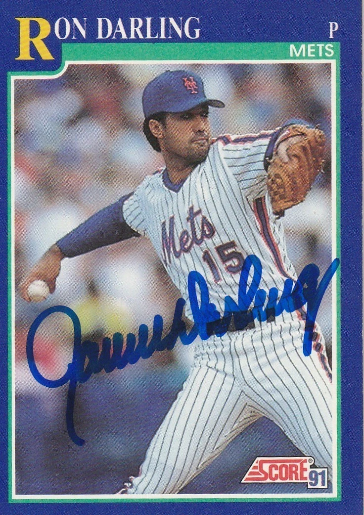 RON DARLING NEW YORK METS  1991 SCORE  SIGNED CARD #456