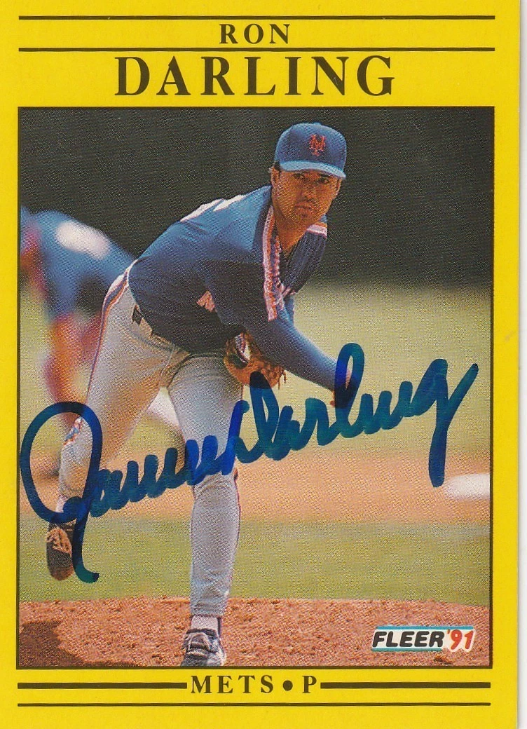 RON DARLING NEW YORK METS  1991 FLEER SIGNED CARD #144
