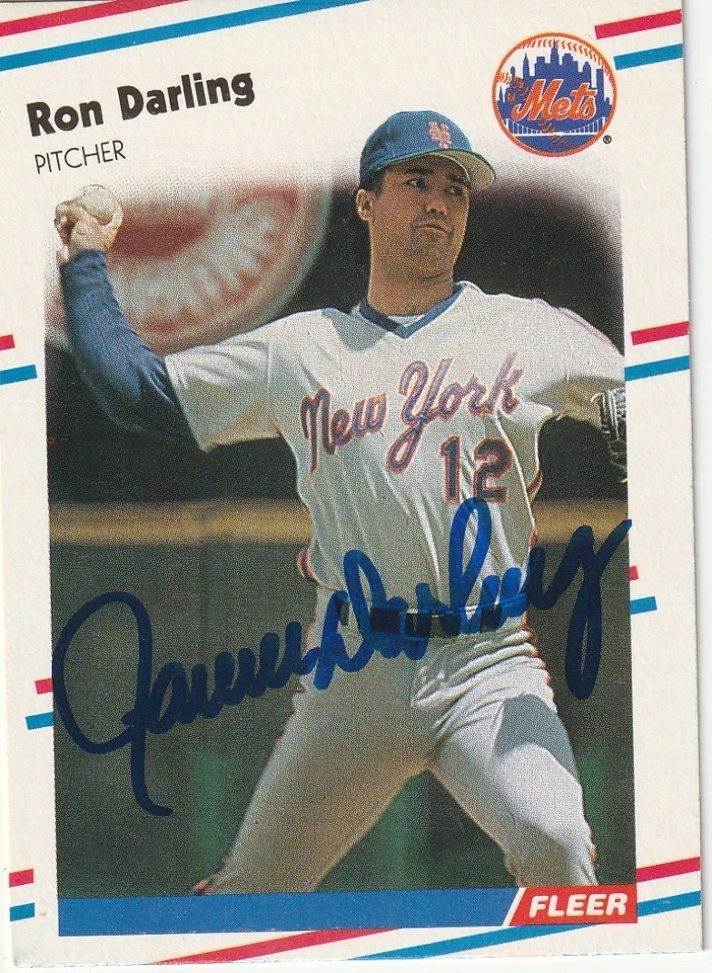 RON DARLING NEW YORK METS  1988 FLEER SIGNED CARD #132