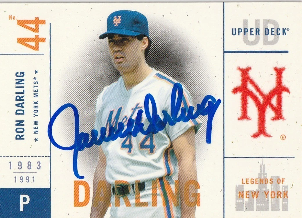 RON DARLING NEW YORK METS 2001 UPPER DECK LEGENDS SIGNED CARD #75