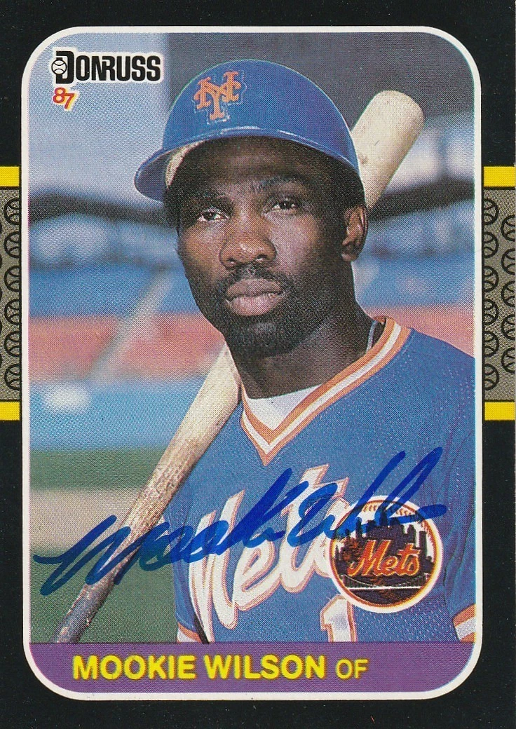 MOOKIE WILSON NEW YORK METS 1987 DONRUSS SIGNED CARD #487