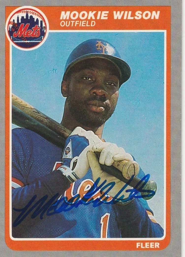 MOOKIE WILSON NEW YORK METS 1985 FLEER SIGNED CARD #95