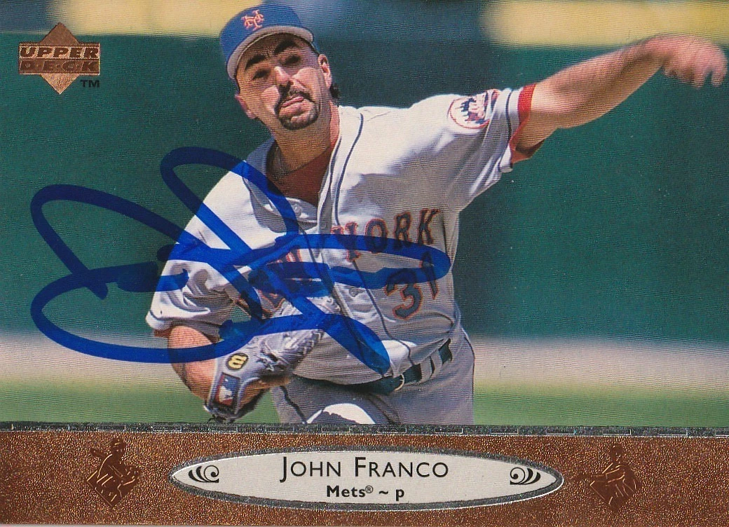 JOHN FRANCO NEW YORK METS  1996 UPPER DECK SIGNED CARD #400