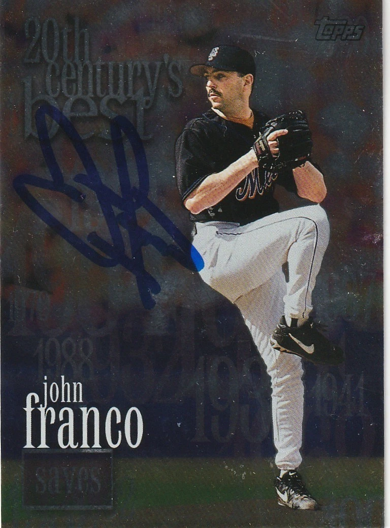 JOHN FRANCO NEW YORK METS  2000 TOPPS CENTURY'S BEST  SIGNED CARD #474