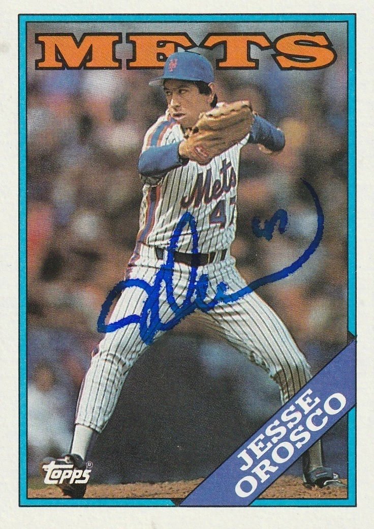 JESSE OROSCO NEW YORK METS  1988 TOPPS SIGNED CARD #105