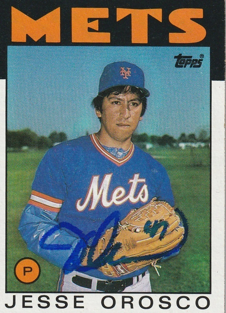 JESSE OROSCO NEW YORK METS  1986 TOPPS SIGNED CARD #465