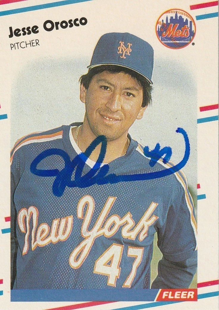 JESSE OROSCO NEW YORK METS 1988 FLEER SIGNED CARD #148