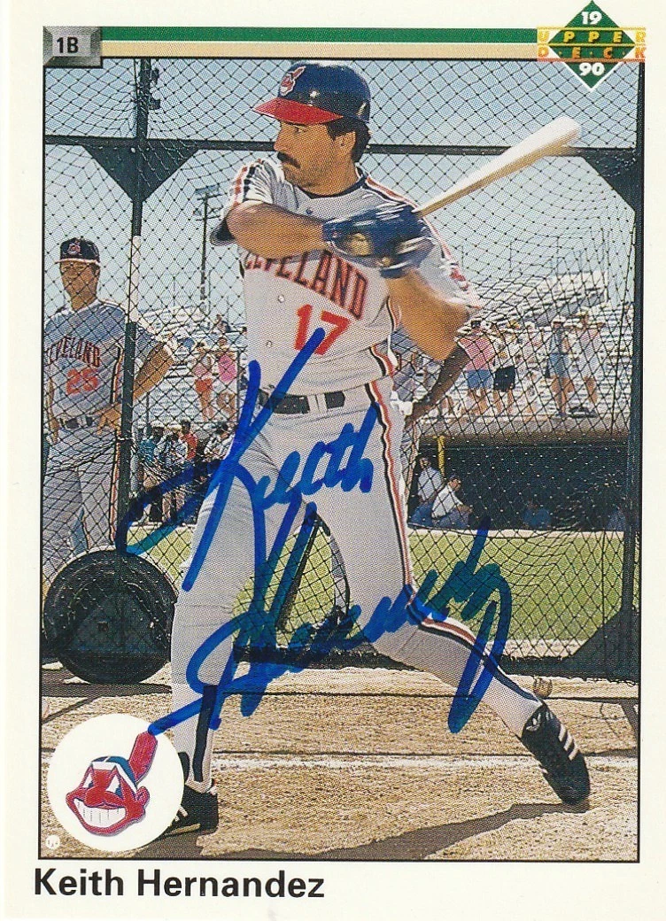 KEITH HERNANDEZ CLEVELAND INDIANS 1990 UPPER DECK  SIGNED CARD #777