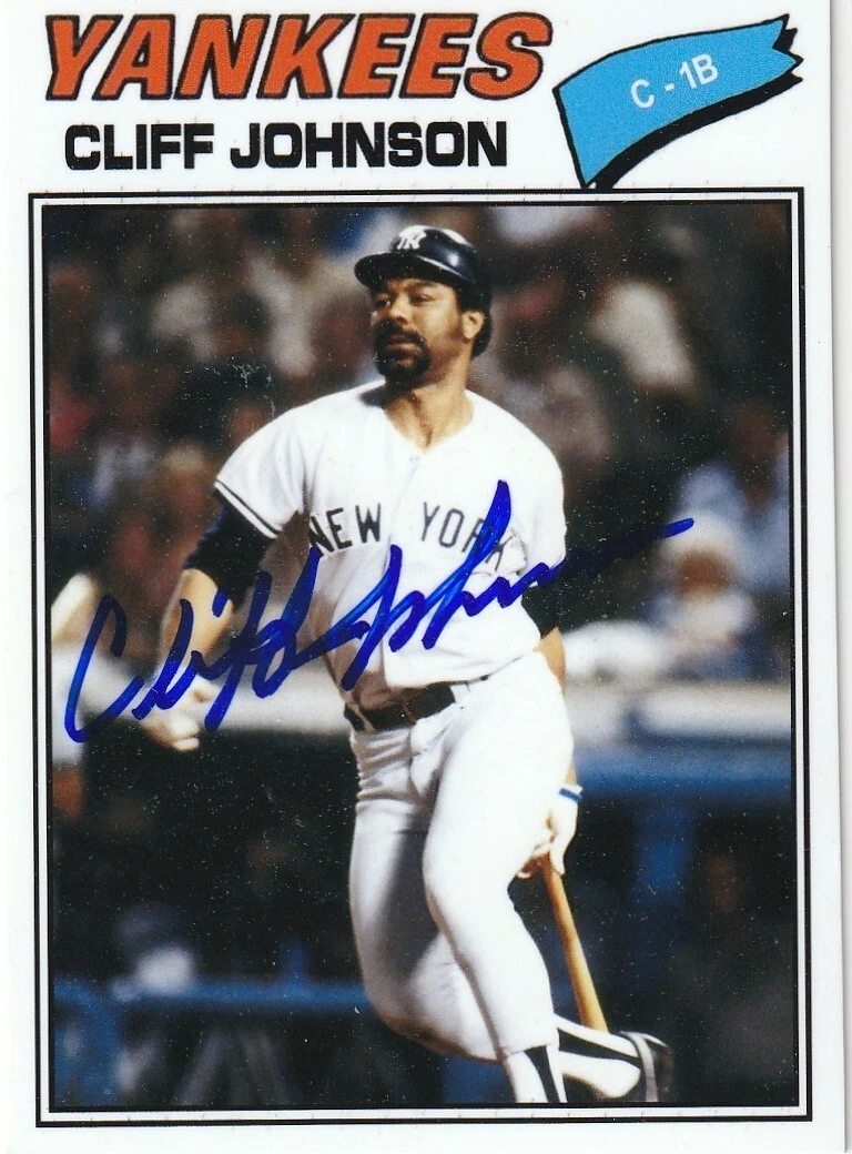 CLIFF JOHNSON  NEW YORK YANKEES  SIGNED 1977  STYLE CUSTOM CARD