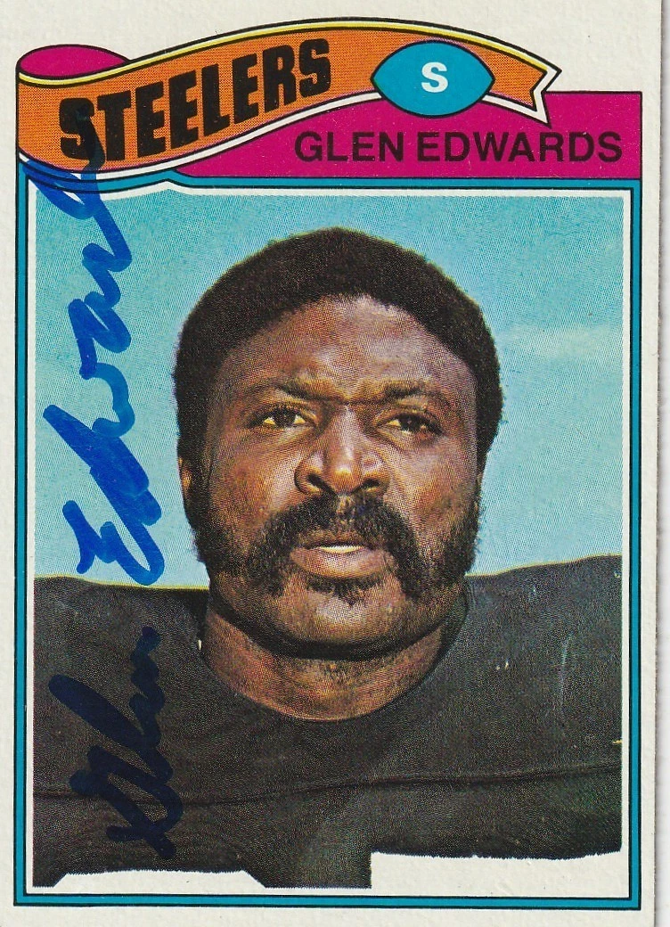 GLEN EDWARDS  PITTSBURGH STEELERS  SIGNED 1977 TOPPS CARD #381