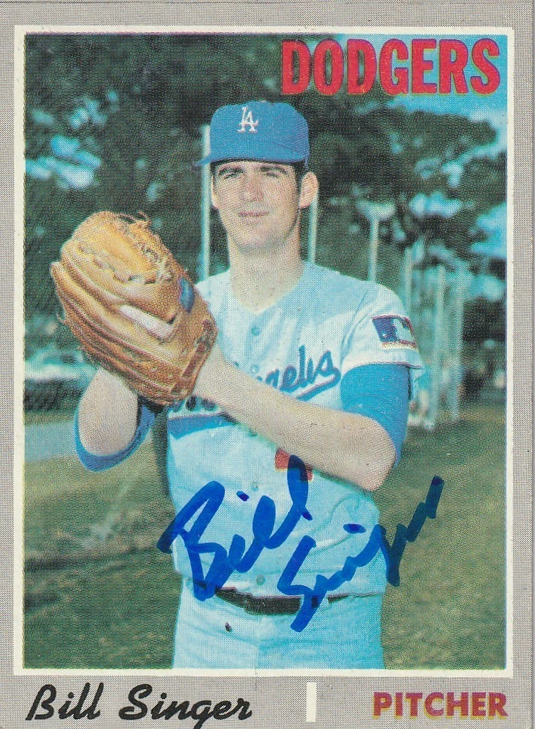 BILL SINGER LOS ANGELES DODGERS  SIGNED 1970 TOPPS CARD #490