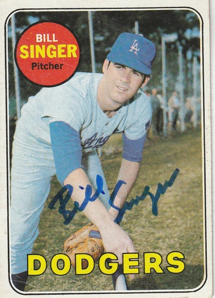 BILL SINGER LOS ANGELES DODGERS  SIGNED 1969 TOPPS CARD #575