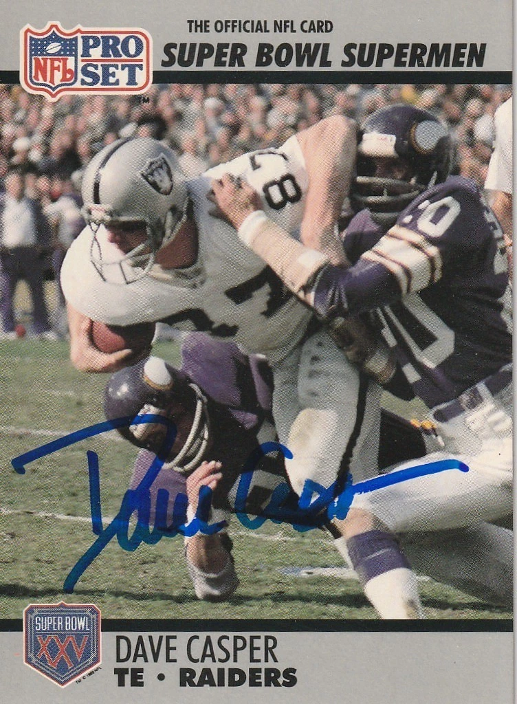 DAVE CASPER OAKLAND RAIDERS SIGNED 1990 PRO SET CARD #53