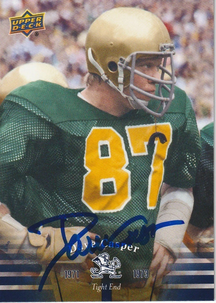 DAVE CASPER NOTRE DAME FIGHTING IRISH SIGNED 2013 UPPER DECK CARD #24