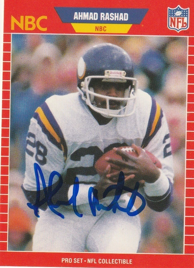 AHMAD RASHAD MINNESOTA VIKINGS SIGNED 1989 PRO SET CARD #28