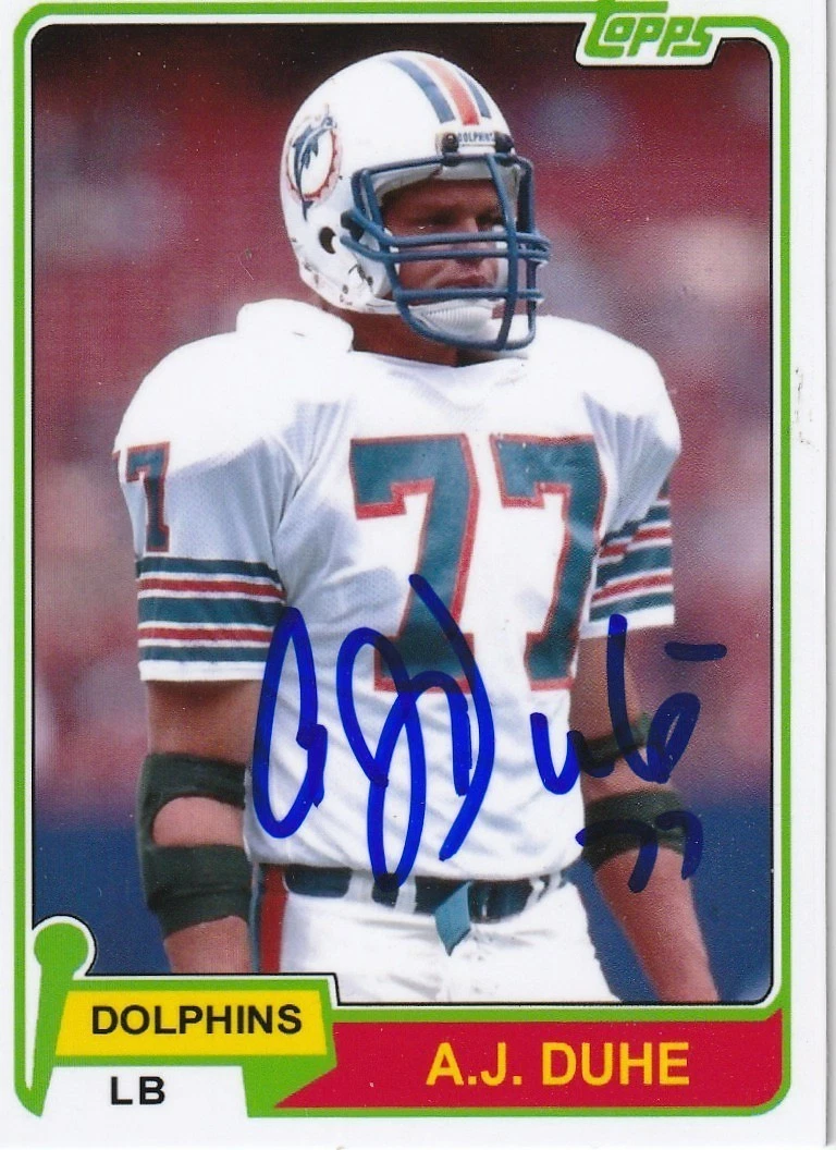 A.J. DUHE MIAMI DOLPHINS SIGNED 1981 STYLE CUSTOM CARD