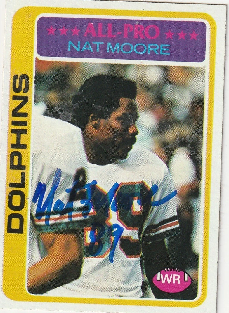 NAT MOORE MIAMI DOLPHINS  SIGNED 1978 TOPPS CARD #440