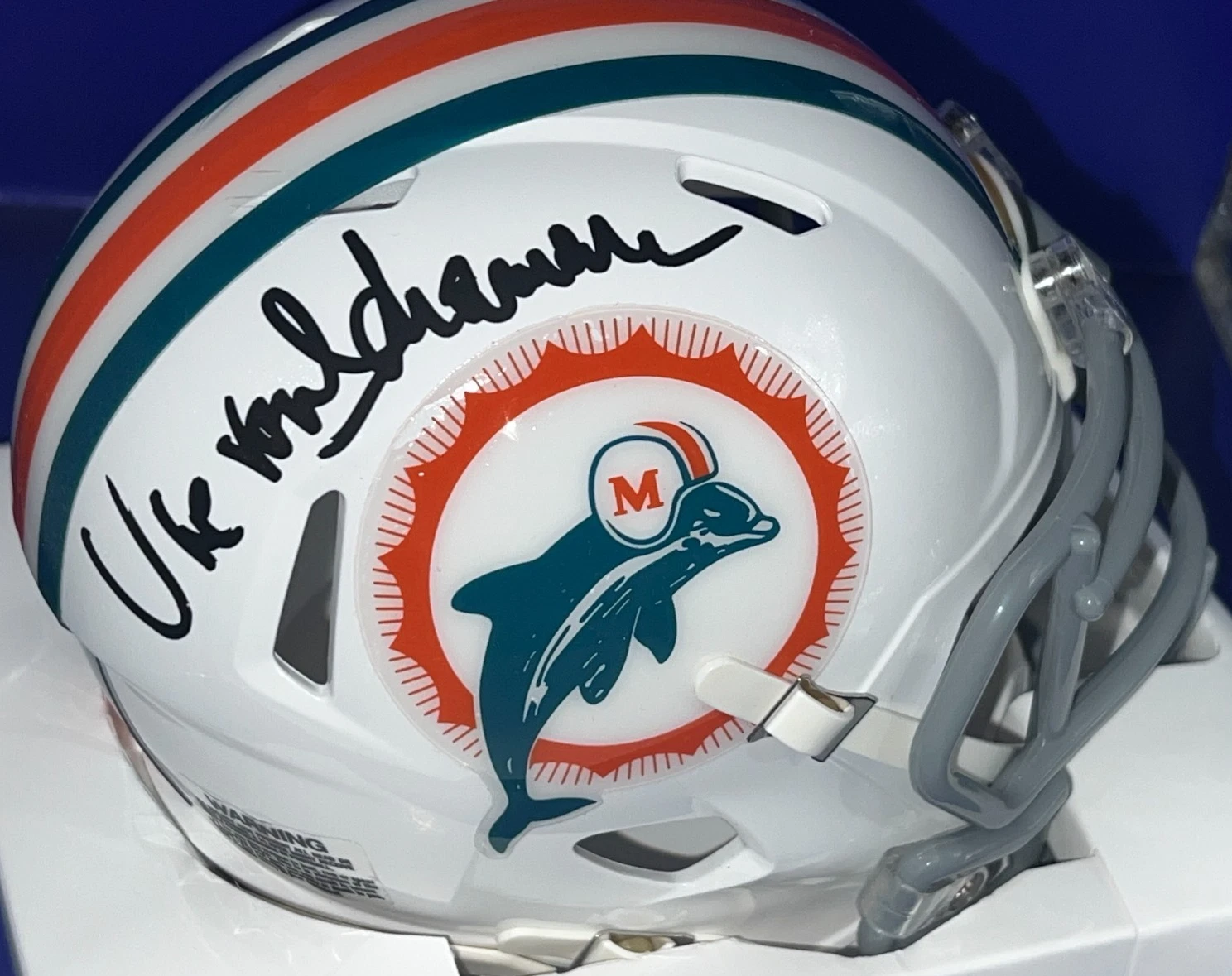 UWE VON SCHAMANN MIAMI DOLPHINS BECKETT AUTHENTICATED SIGNED TB MINI HELMET