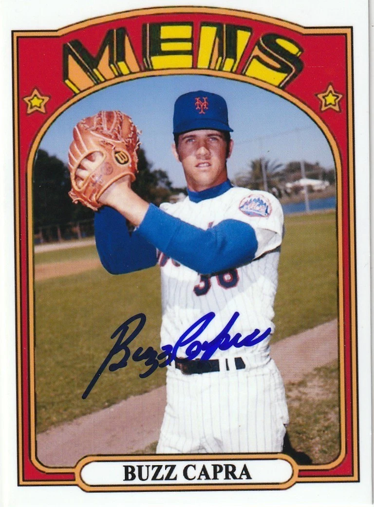 BUZZ CAPRA  NEW YORK METS  SIGNED 1972  STYLE CUSTOM CARD