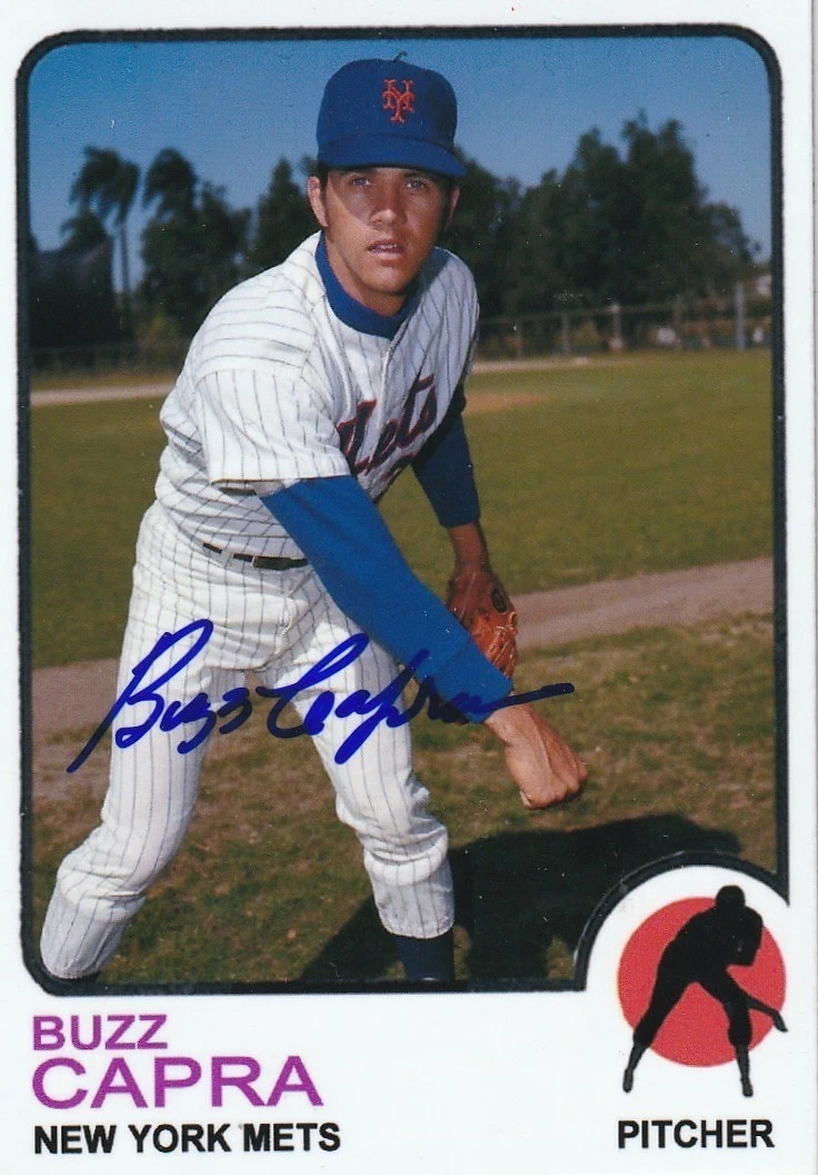 BUZZ CAPRA  NEW YORK METS  SIGNED 1973 STYLE CUSTOM CARD
