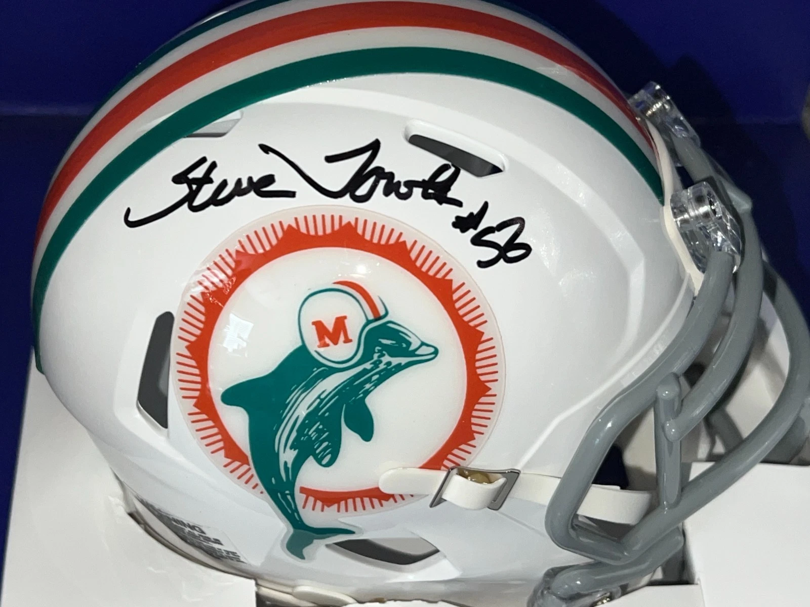 STEVE TOWLE MIAMI DOLPHINS  SIGNED THROW BACK MINI HELMET