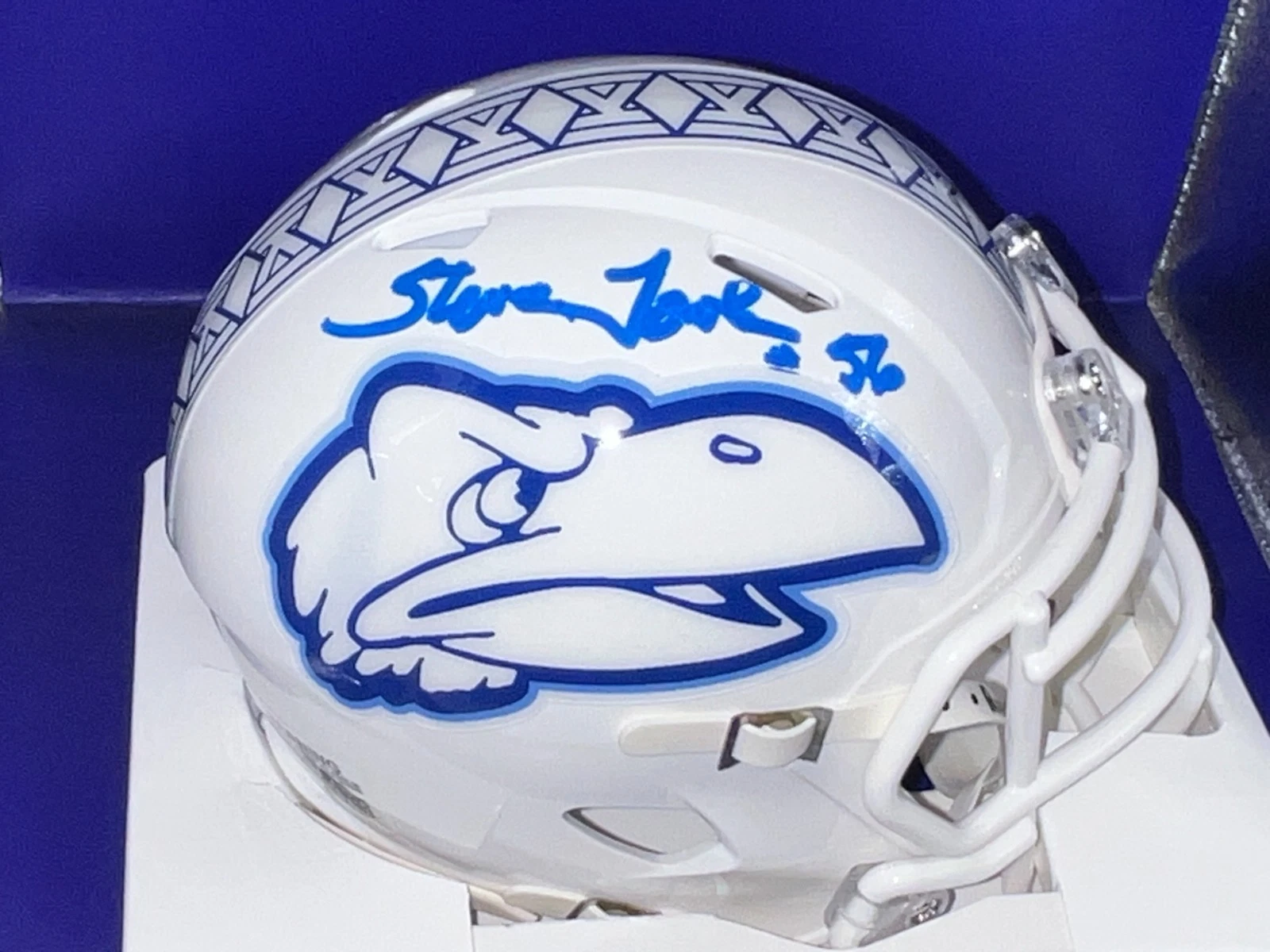 STEVE TOWLE KANSAS JAYHAWKS SIGNED WHITE ALT MINI HELMET