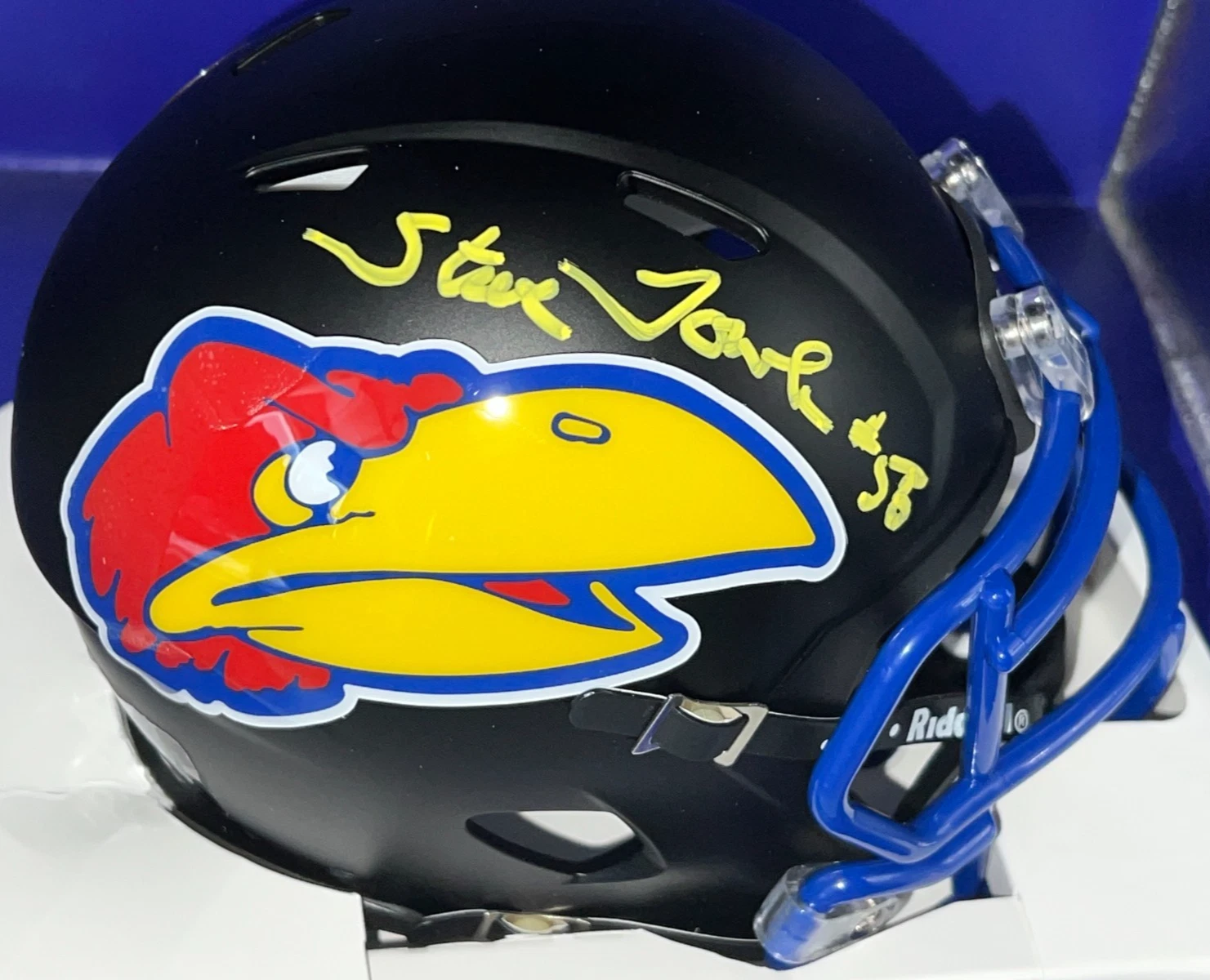 STEVE TOWLE KANSAS JAYHAWKS SIGNED BLACK ALT MINI HELMET