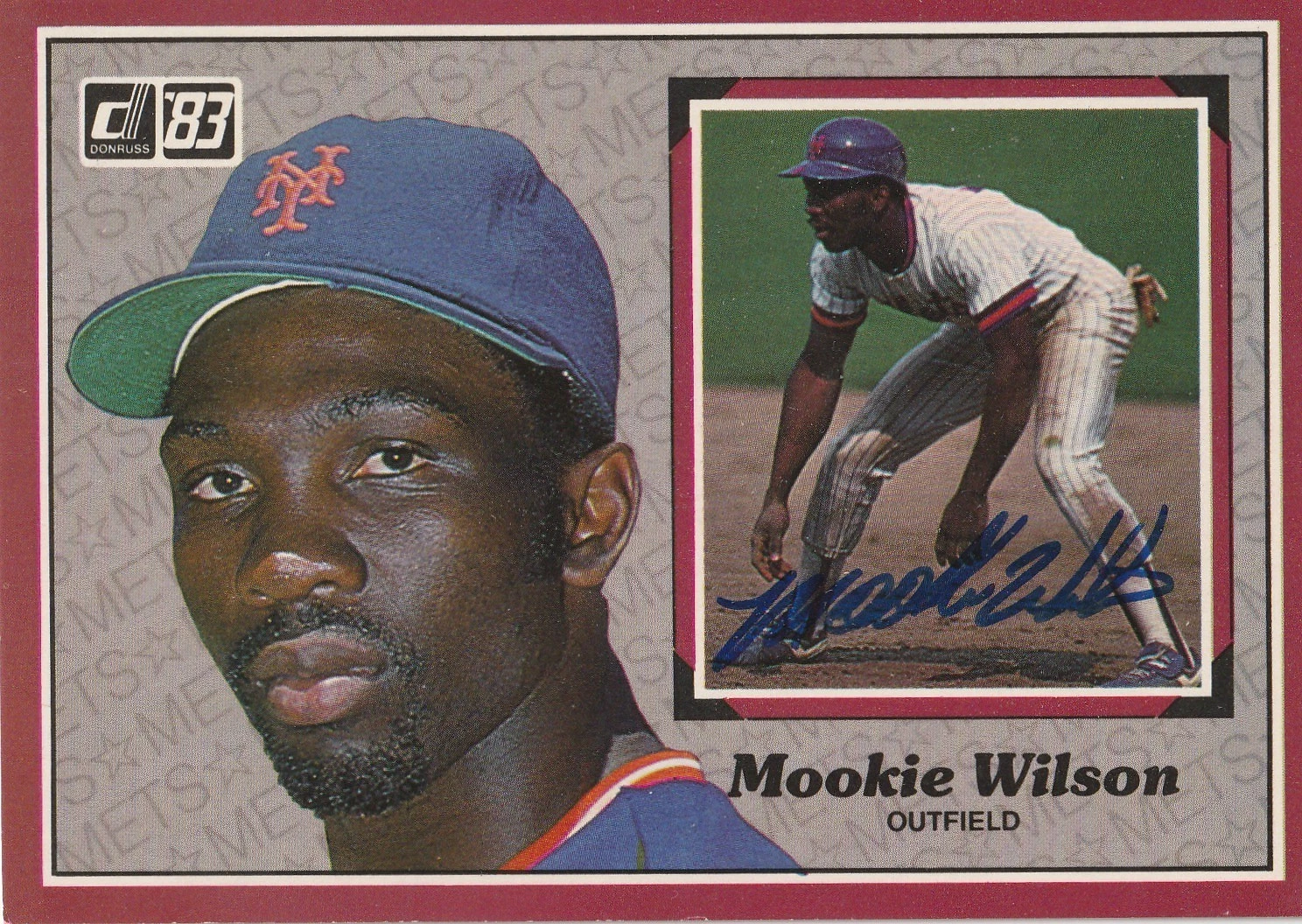 MOOKIE WILSON NEW YORK METS  SIGNED 1983 DONRUSS ACTION ALL STAR CARD #32