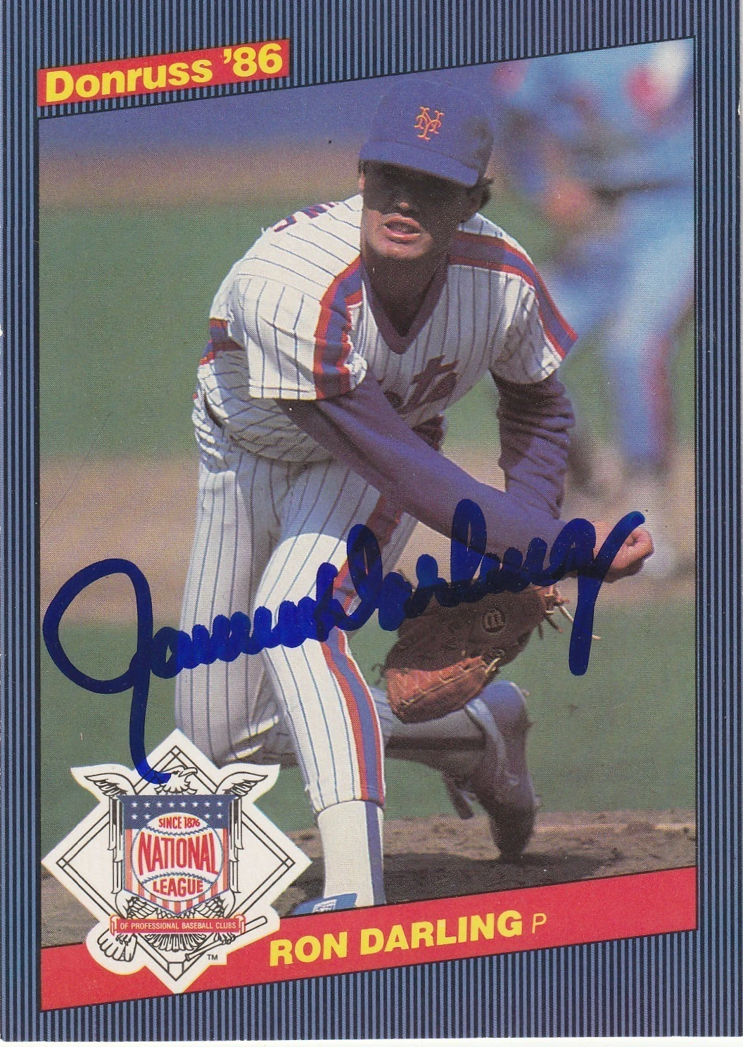 RON DARLING NEW YORK METS  SIGNED 1986 DONRUSS ACTION ALL STAR CARD #37