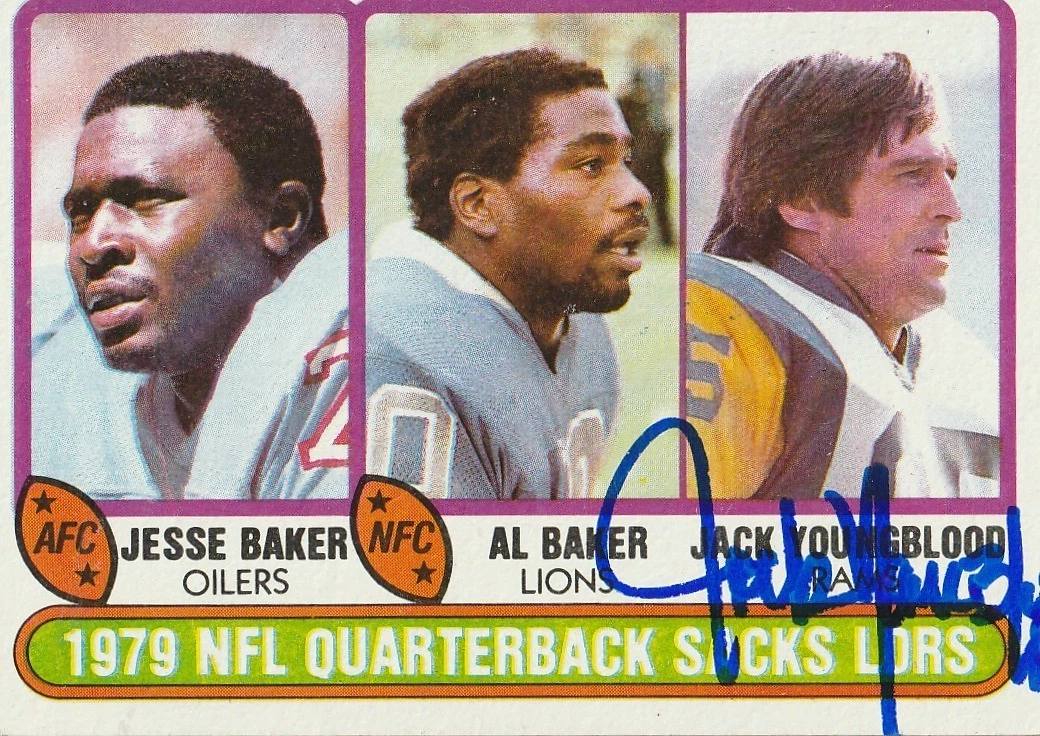 JACK YOUNGBLOOD LOS ANGELES RAMS SIGNED 1980 TOPPS CARD #333